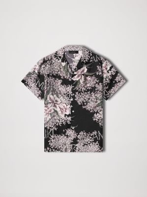 HIBISCUS TIKI BOWLING SHIRT - BLACK made by AMIRI