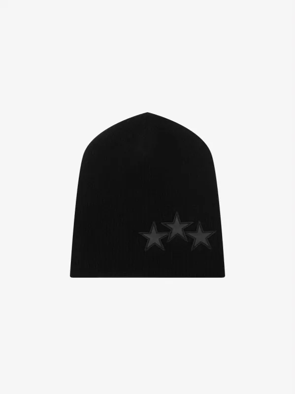3 STAR BEANIE - BLACK / BLACK made by AMIRI