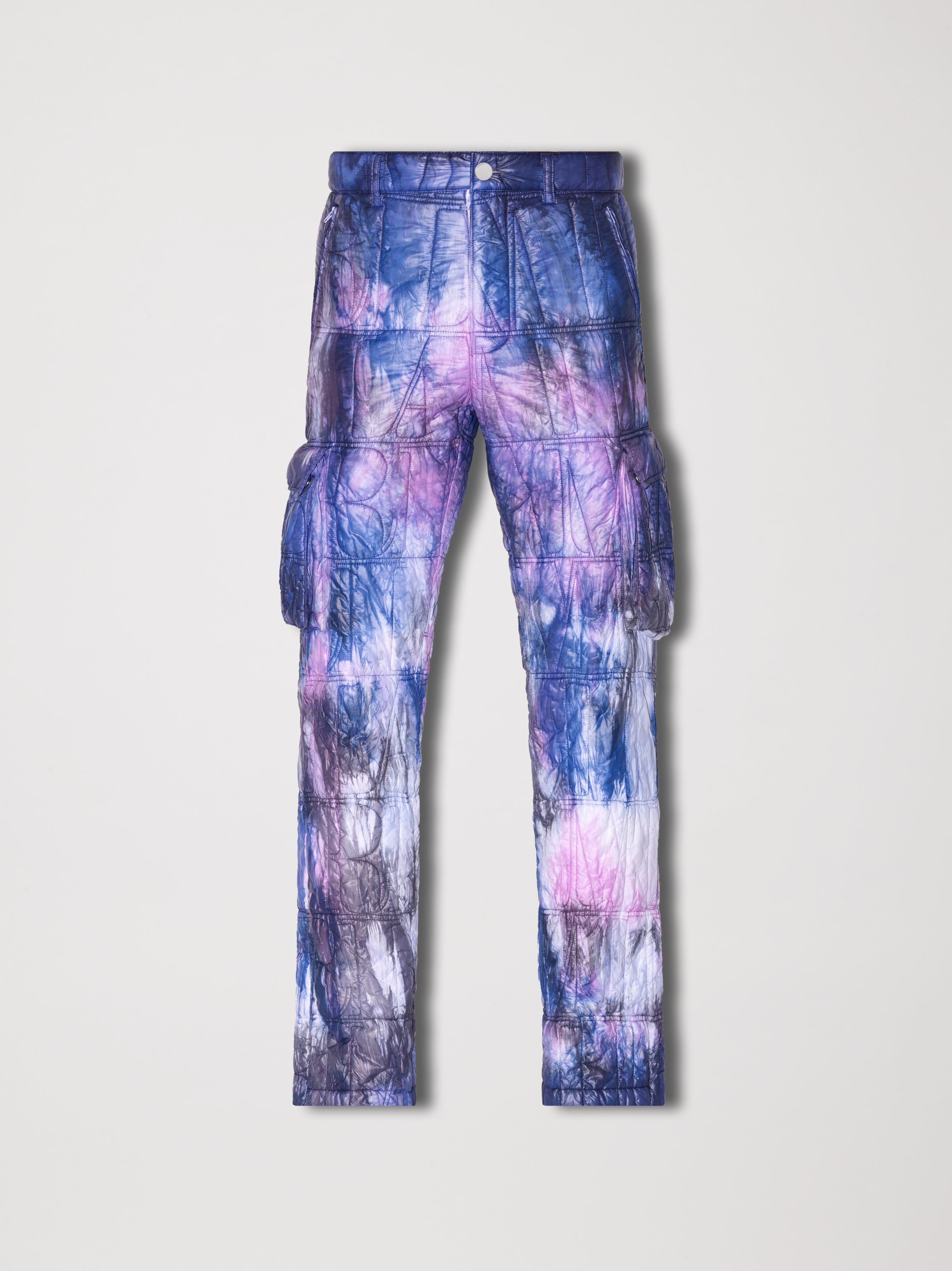 TIE DYE QUILTED CARGO FLARE - PURPLE sold by AMIRI