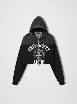 WOMEN - HYBRID ZIP UP HOODIE - SATIN BLACK / BLACK sold by AMIRI