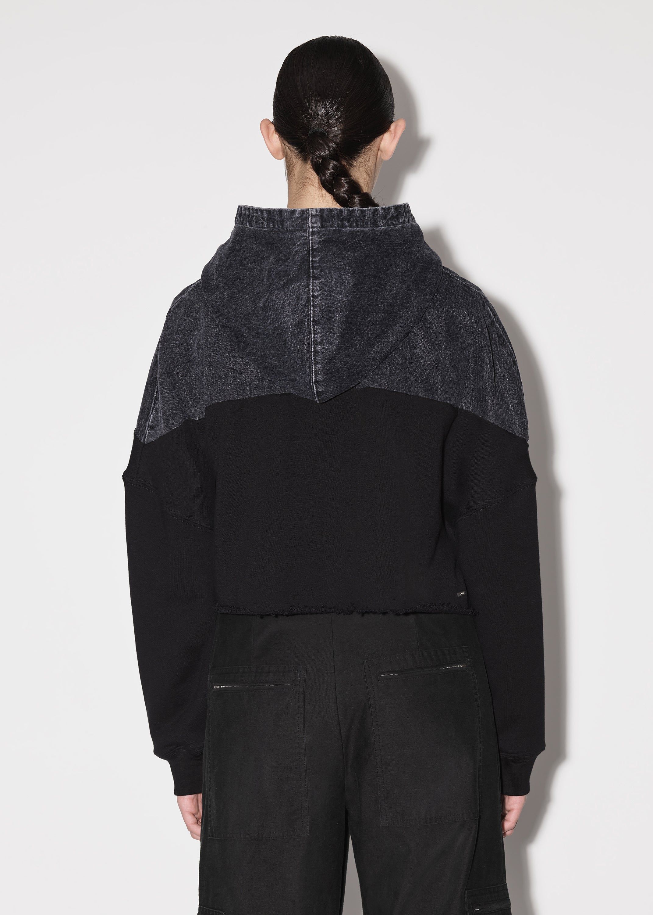 WOMEN - HYBRID ZIP UP HOODIE - SATIN BLACK / BLACK sold by AMIRI product image thumbnail 5