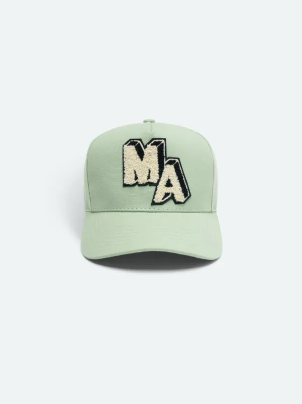 CHENILLE M.A. PATCH CANVAS HAT - FROSTY GREEN made by AMIRI