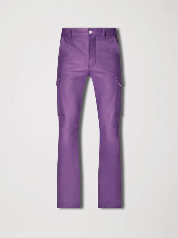 LEATHER CARGO FLARE - PURPLE sold by AMIRI