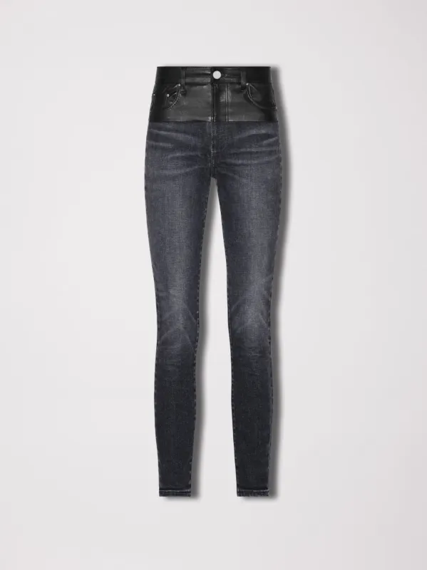 WOMEN - HYBRID SKINNY W/ LEATHER - BLACK_SMOKE GREY made by AMIRI