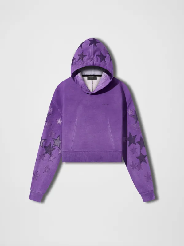 WOMEN - STARS CROPPED HOODIE - PURPLE sold by AMIRI