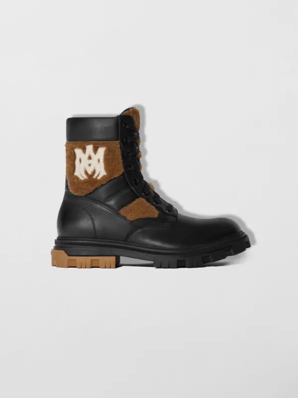 "MA" SHEARLING COMBAT BOOT - BLACK sold by AMIRI
