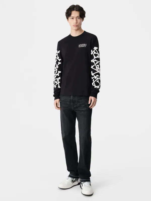 BONES STACKED LONG SLEEVE TEE - Black sold by AMIRI