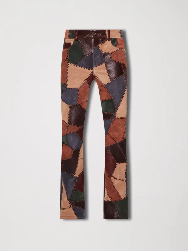 PATCHWORK FLARE PANT - BROWN GREEN sold by AMIRI