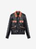 Contrasted Leather Jacket - Black / Roasted Red sold by AMIRI