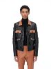 Contrasted Leather Jacket - Black / Roasted Red sold by AMIRI
