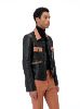 Contrasted Leather Jacket - Black / Roasted Red sold by AMIRI