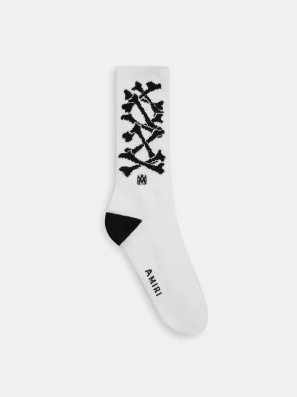 BONES STACKED SOCKS - White Black made by AMIRI