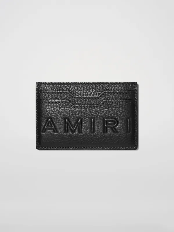 PEBBLED LOGO CARD HOLDER - BLACK sold by AMIRI