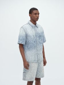 AMIRI JACQUARD SNAP UP SHORT SLEEVE - STONE INDIGO sold by AMIRI