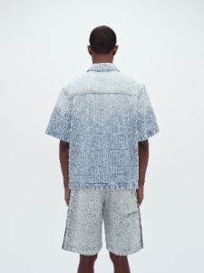 AMIRI JACQUARD SNAP UP SHORT SLEEVE - STONE INDIGO sold by AMIRI