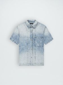 AMIRI JACQUARD SNAP UP SHORT SLEEVE - STONE INDIGO sold by AMIRI