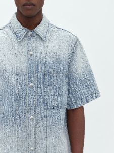 AMIRI JACQUARD SNAP UP SHORT SLEEVE - STONE INDIGO sold by AMIRI