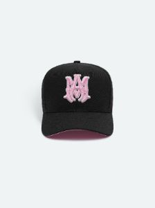 XO FULL CANVAS HAT- BLACK/PINK sold by AMIRI