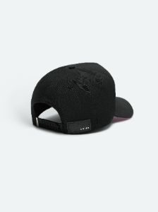 XO FULL CANVAS HAT- BLACK/PINK sold by AMIRI