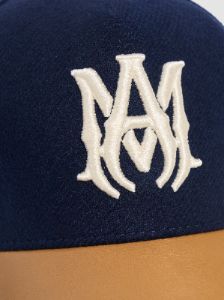 WOOL/LEATHER MA HAT - NAVY sold by AMIRI