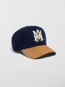 WOOL/LEATHER MA HAT - NAVY sold by AMIRI