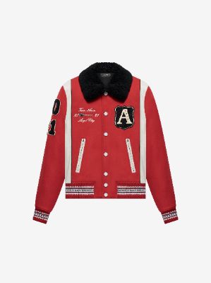 ALWAYS ON POINT VARSITY BOMBER - RED sold by AMIRI