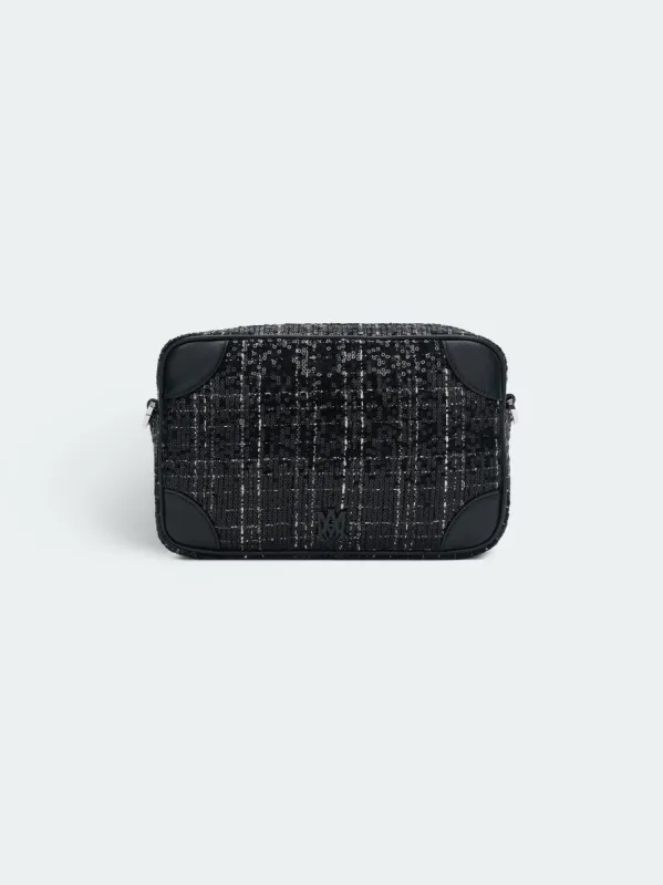 SEQUIN BOUCLE CAMERA CASE - Black sold by AMIRI