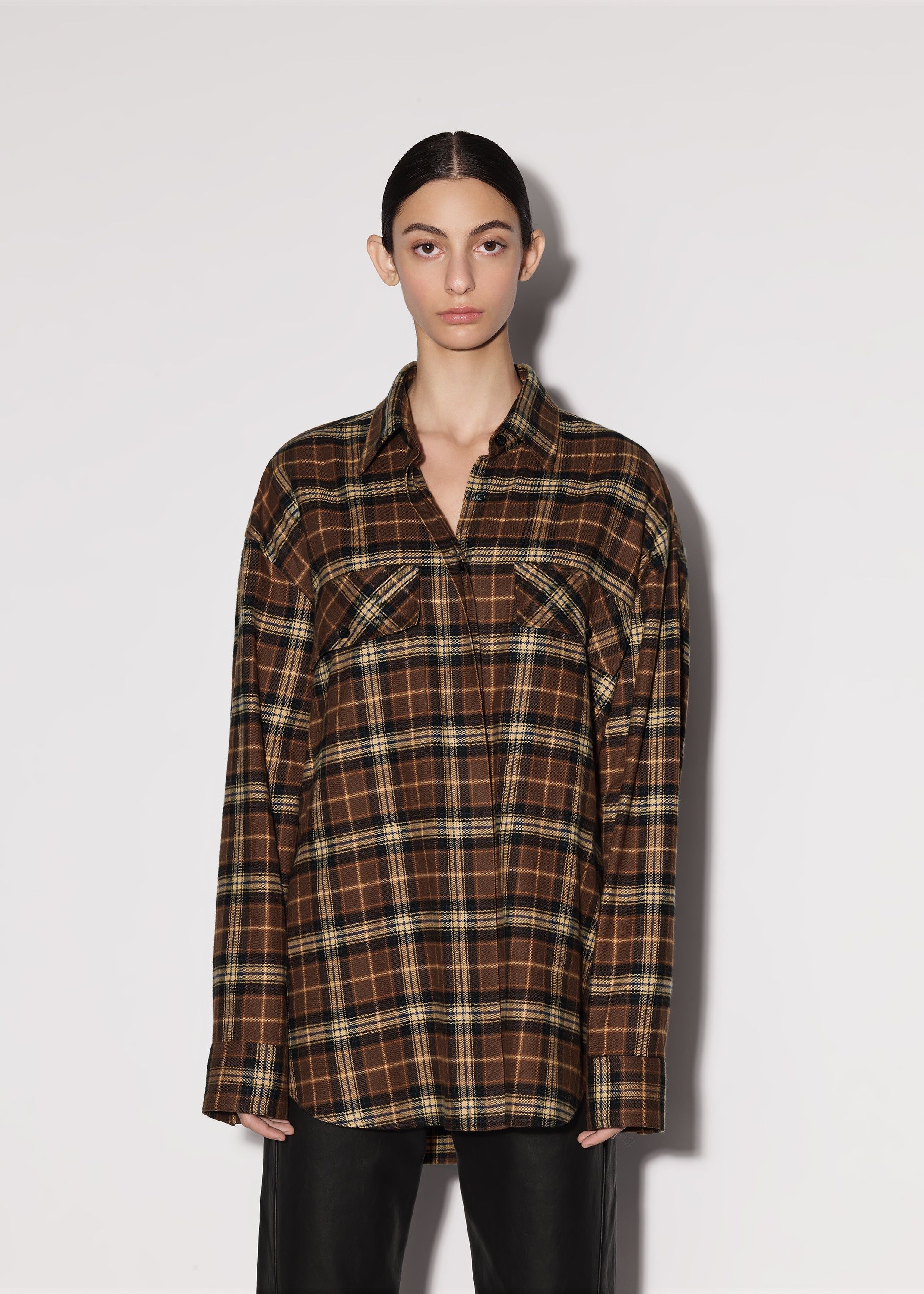 WOMEN - PLAID WORKWEAR SHIRT - BROWN sold by AMIRI product image thumbnail 3