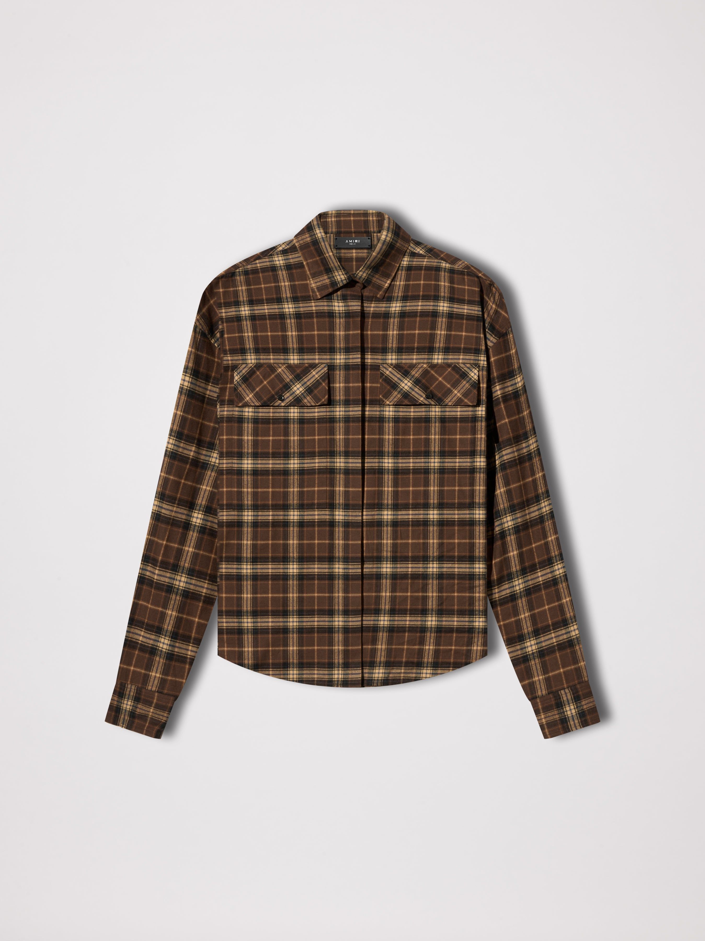 WOMEN - PLAID WORKWEAR SHIRT - BROWN sold by AMIRI