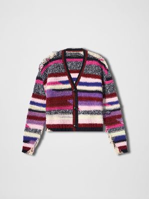 WOMEN - MULTI YARN STRIPE CARDIGAN - PURPLE made by AMIRI