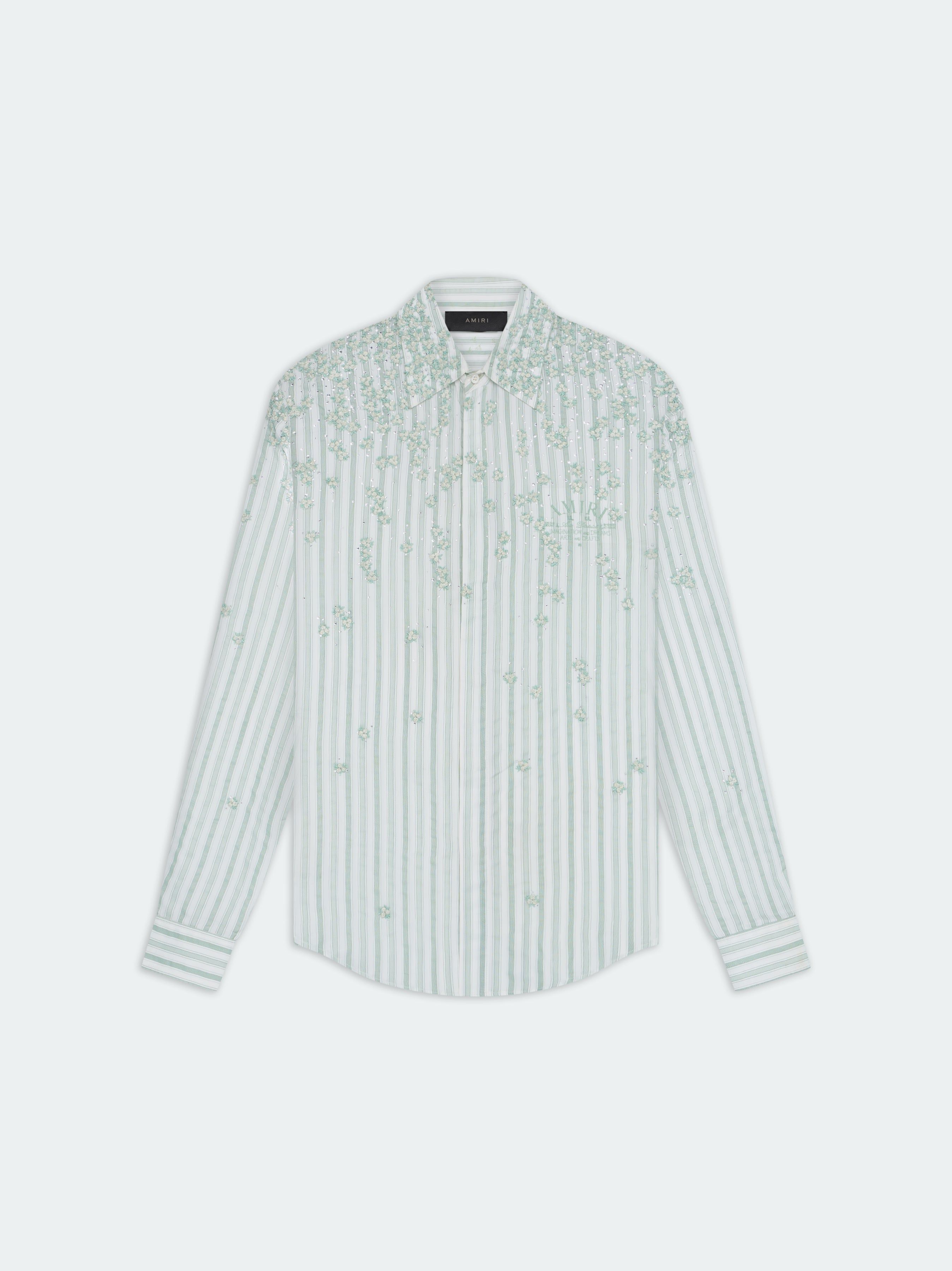 FLORAL STRIPE SHIRT - Green sold by AMIRI