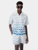 AMIRI STAGGERED WAVE SHIRT - Cerulean sold by AMIRI