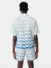 AMIRI STAGGERED WAVE SHIRT - Cerulean sold by AMIRI