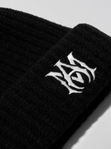 M.A. EMBROIDERED BEANIE - BLACK sold by AMIRI