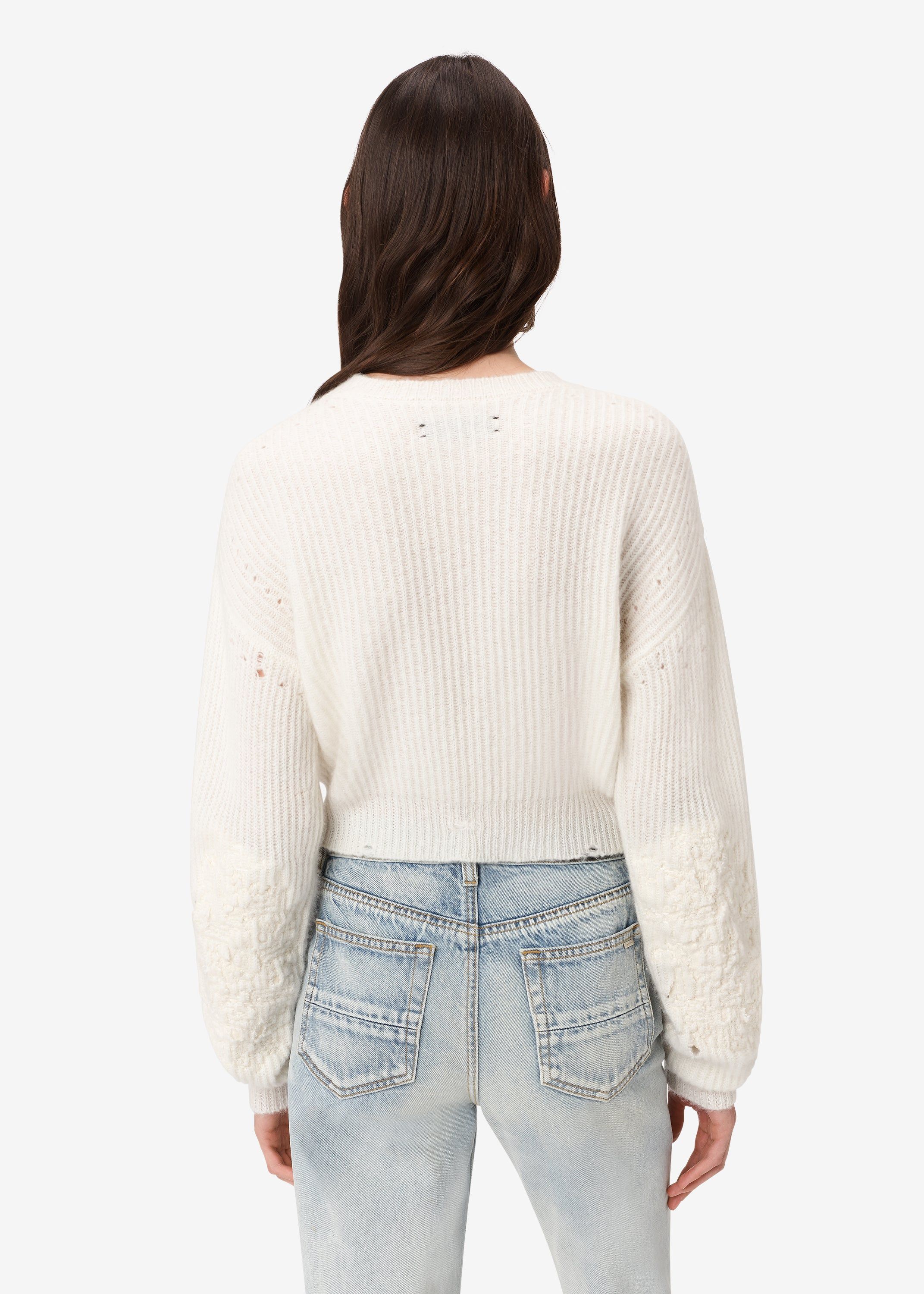 WOMEN - SILK CASHMERE CROPPED SWEATER - IVORY sold by AMIRI product image thumbnail 4