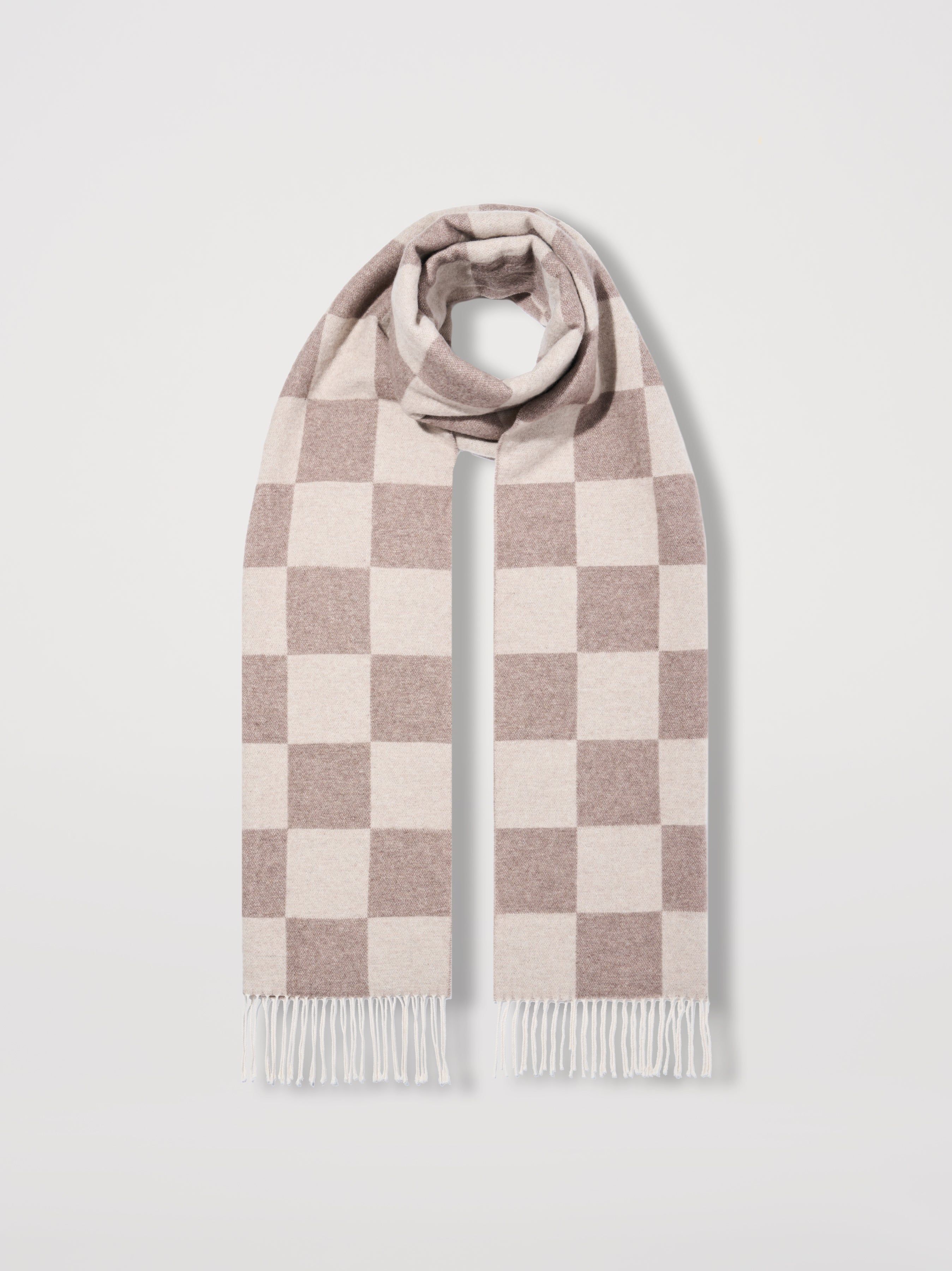 CHECKERED SCARF - BEIGE sold by AMIRI
