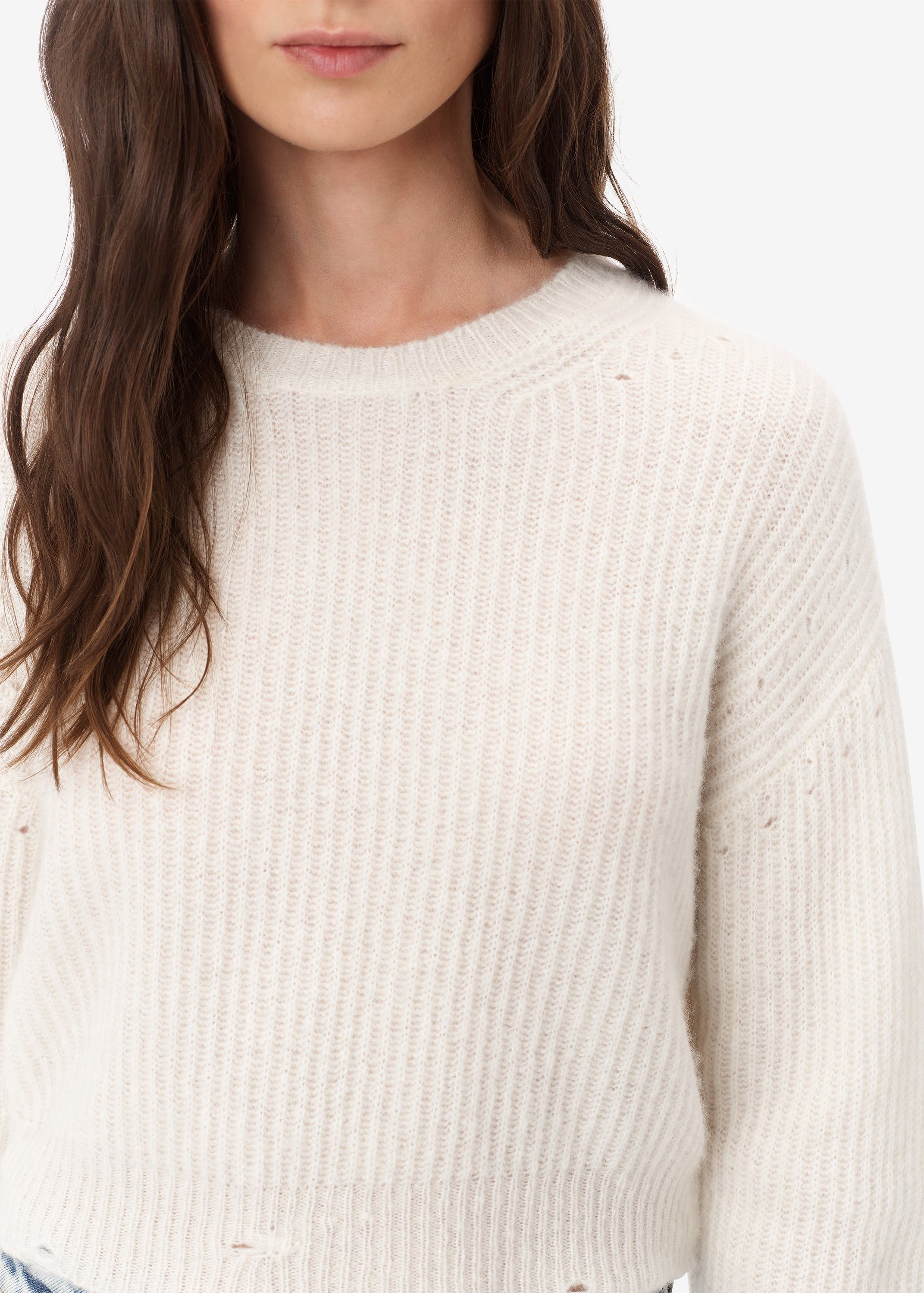 WOMEN - SILK CASHMERE CROPPED SWEATER - IVORY sold by AMIRI product image thumbnail 5
