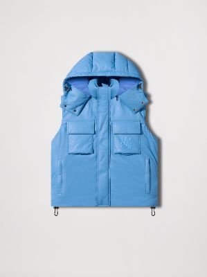 HOODED LEATHER DOWN GILET - BLUE made by AMIRI