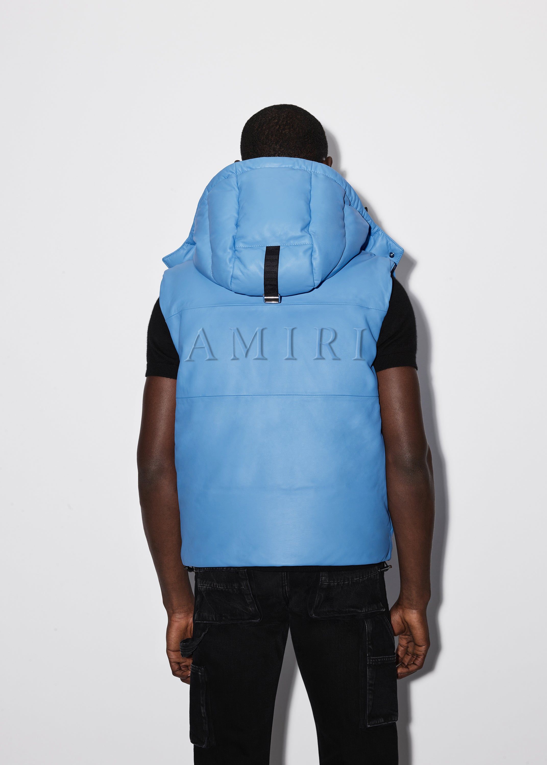 HOODED LEATHER DOWN GILET - BLUE sold by AMIRI product image thumbnail 5