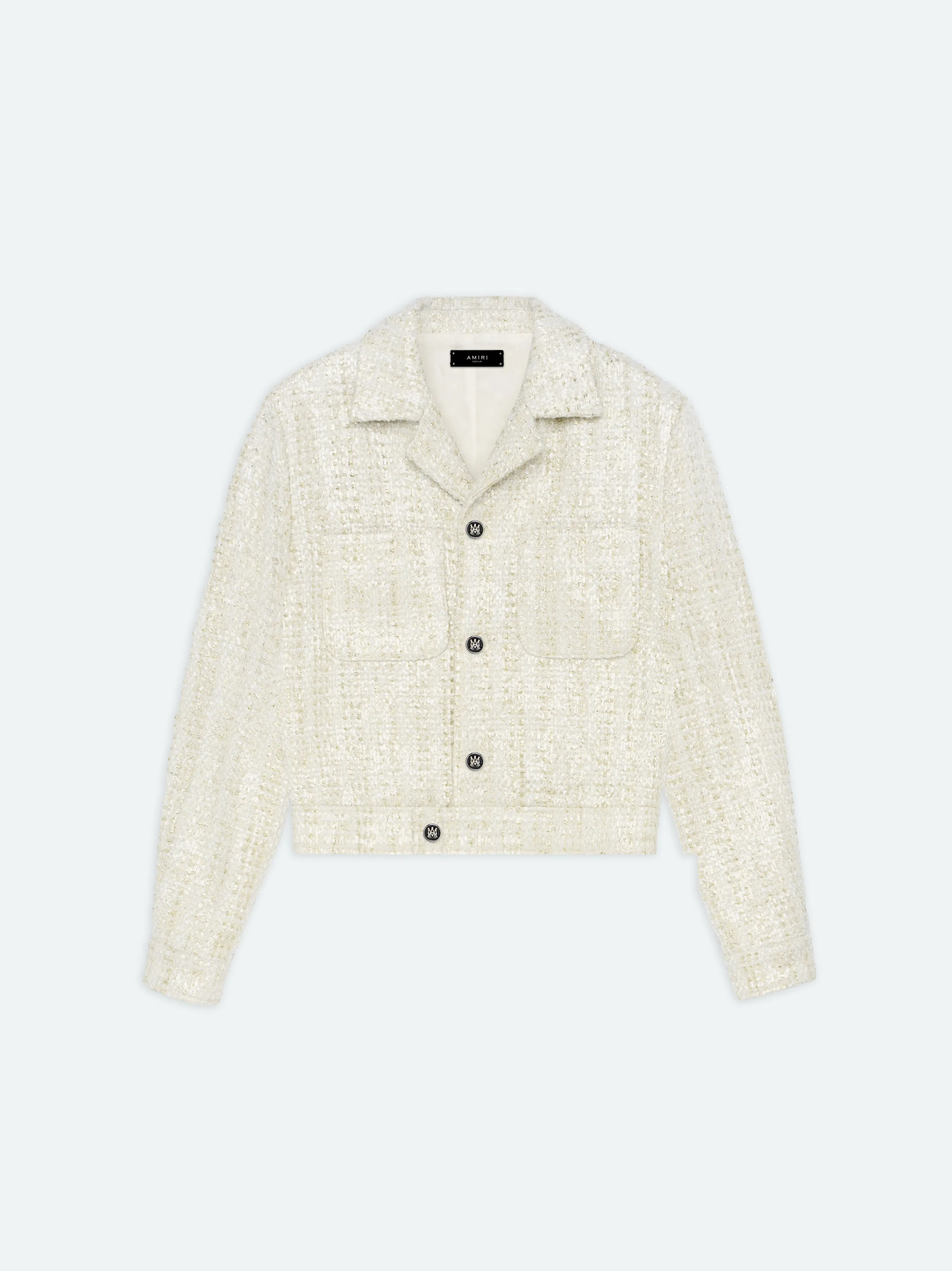 SEQUIN BOUCLE SHIRT JACKET - Alabaster sold by AMIRI