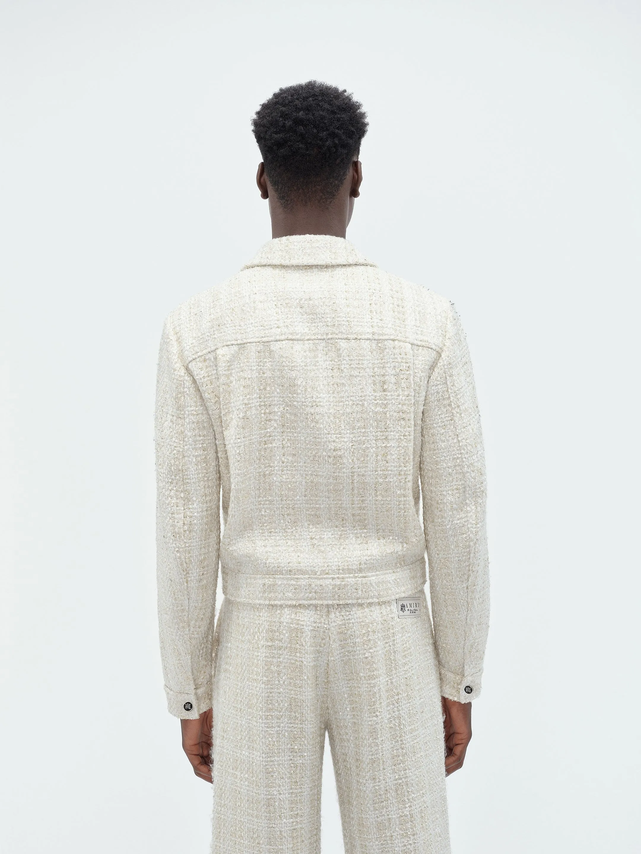 SEQUIN BOUCLE SHIRT JACKET - Alabaster sold by AMIRI product image thumbnail 5