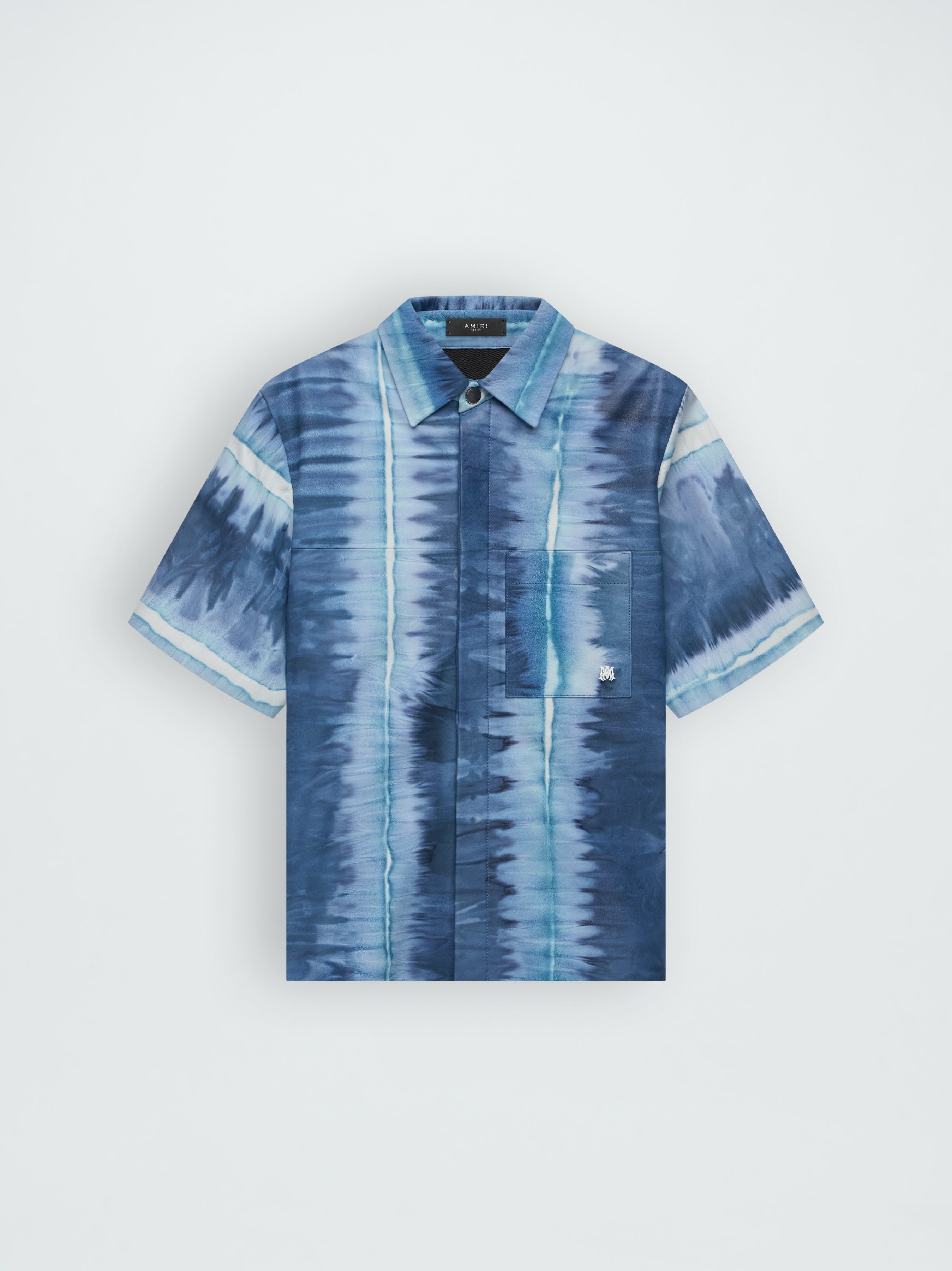 LEATHER TIE DYE OVERSHIRT - BLUE sold by AMIRI