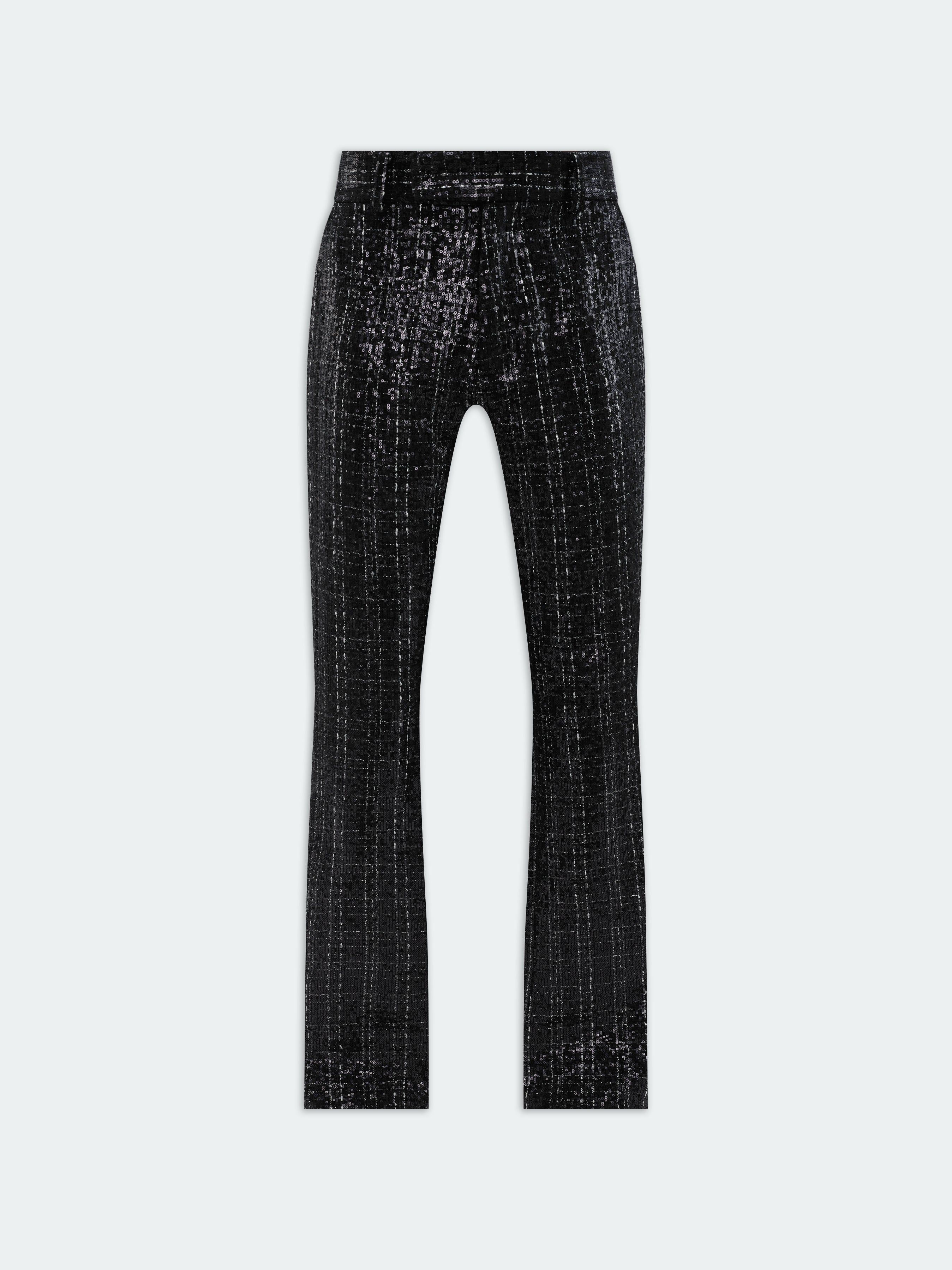 SEQUIN BOUCLE KICK FLARE - Black sold by AMIRI