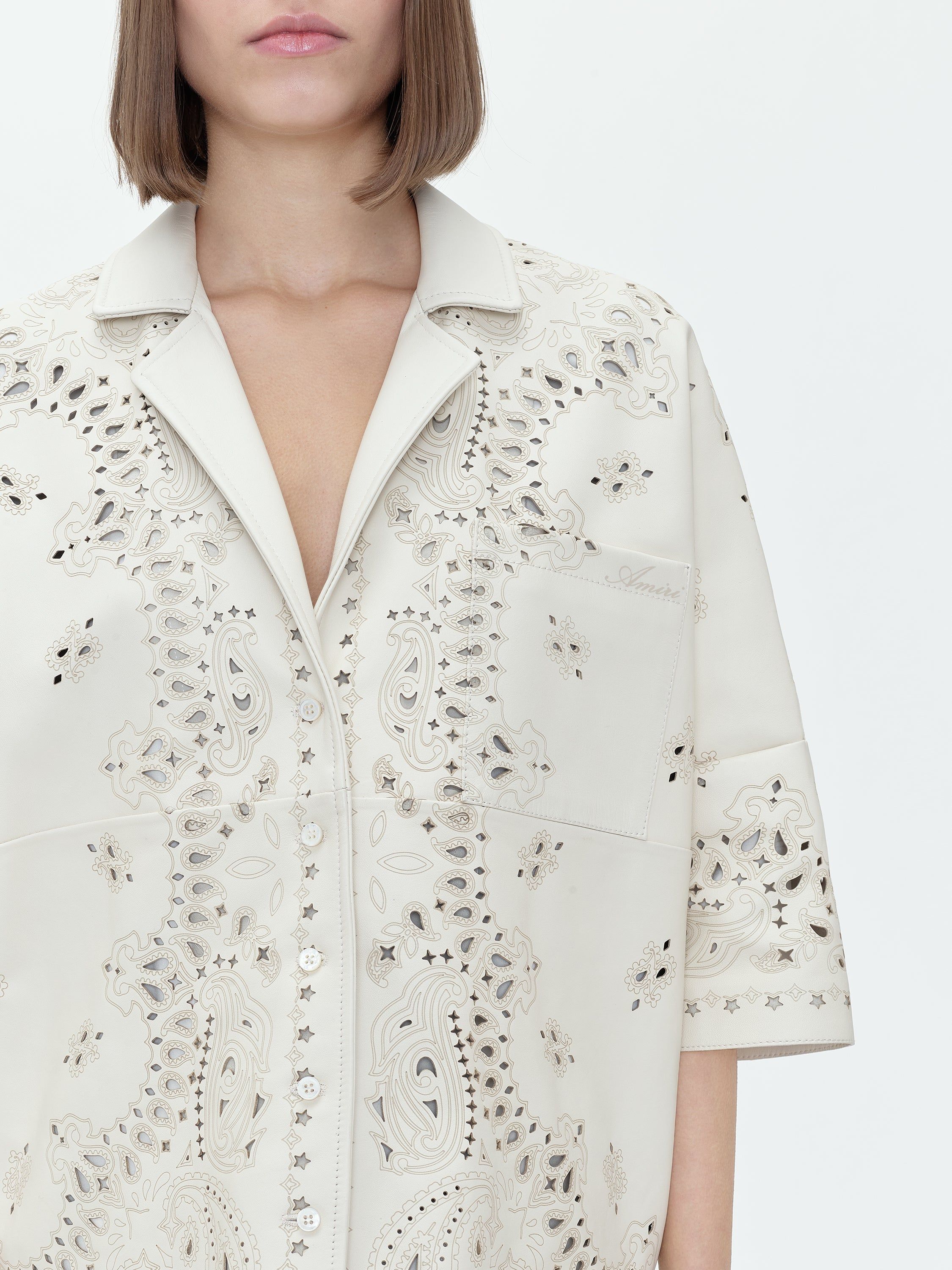 WOMEN - LEATHER BANDANA SHIRT - ALABASTER sold by AMIRI product image thumbnail 5