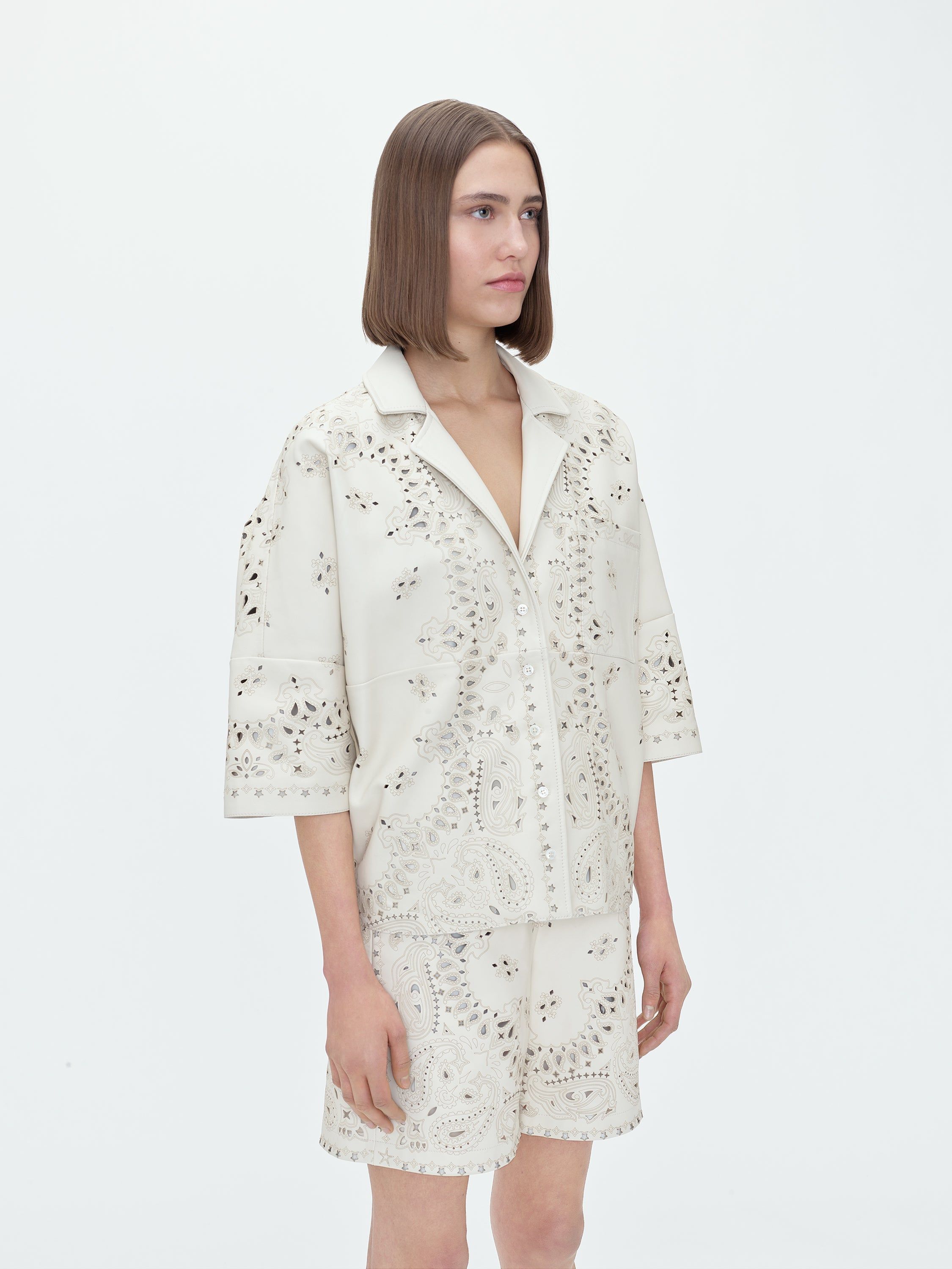 WOMEN - LEATHER BANDANA SHIRT - ALABASTER sold by AMIRI product image thumbnail 3