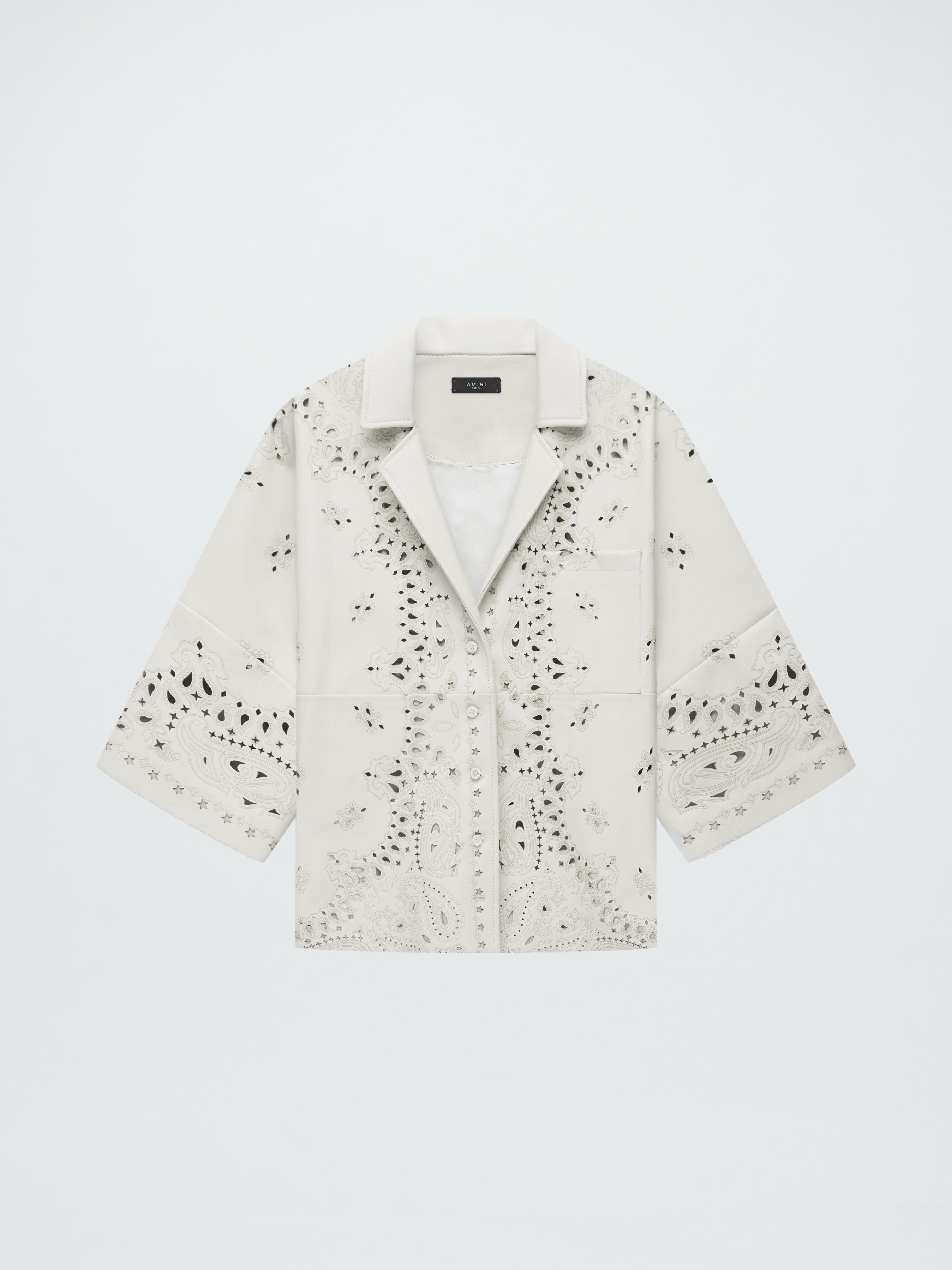 WOMEN - LEATHER BANDANA SHIRT - ALABASTER sold by AMIRI