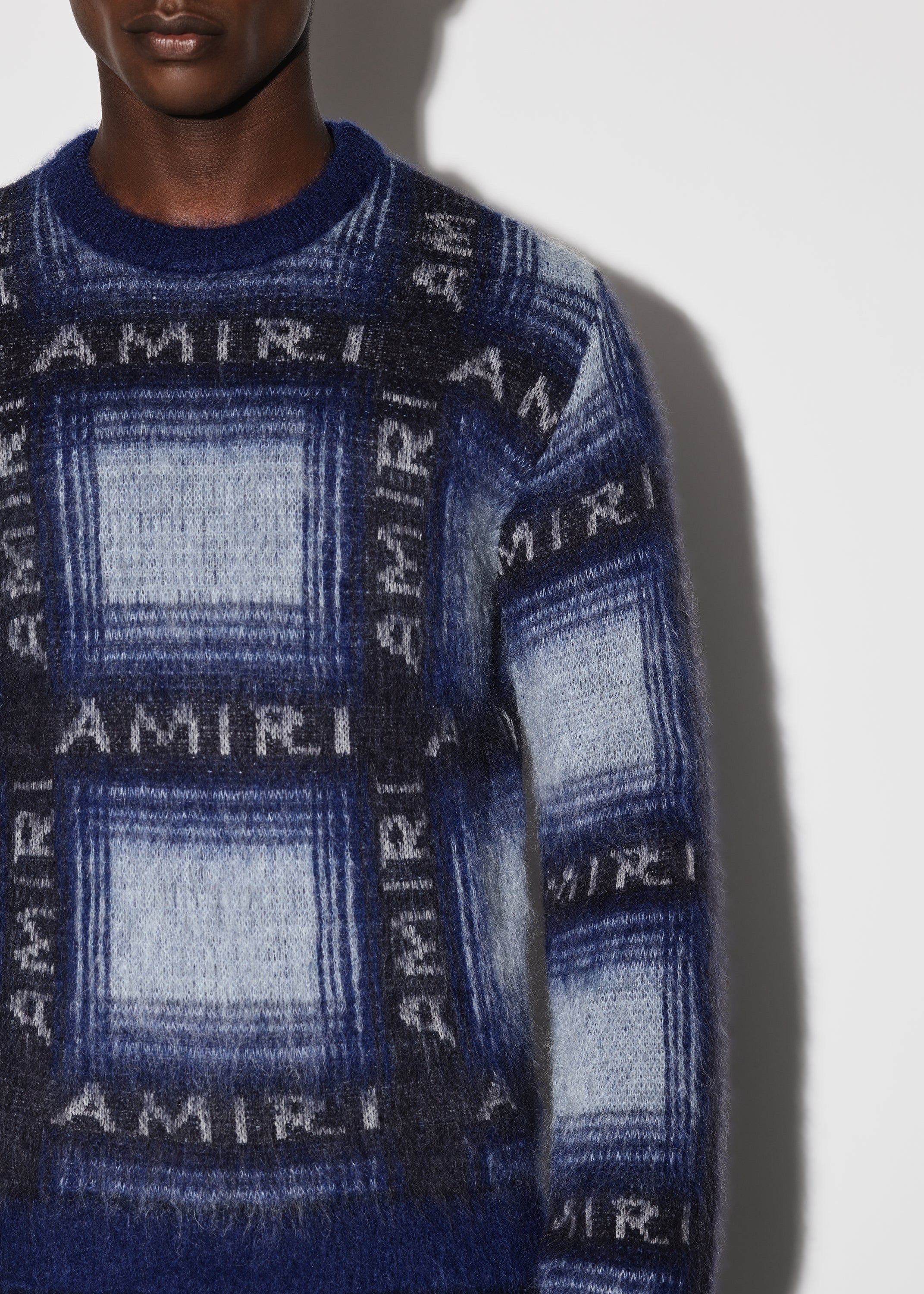 BRUSHED MOHAIR PLAID CREW - BLUE sold by AMIRI product image thumbnail 5