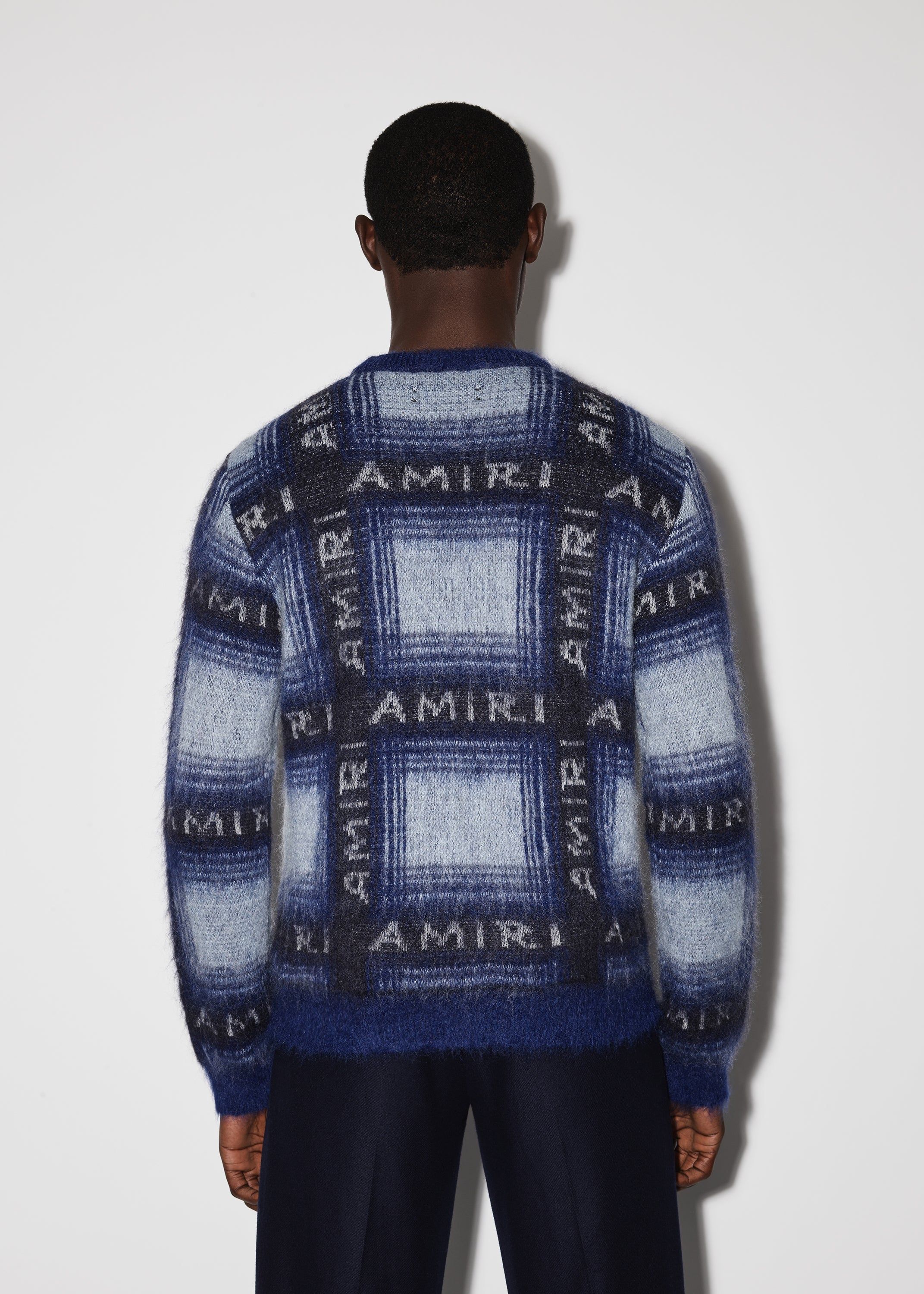 BRUSHED MOHAIR PLAID CREW - BLUE sold by AMIRI product image thumbnail 4