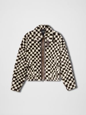 WOMEN - CHECKERED FAUX FUR BLOUSON - BLACK / WHITE sold by AMIRI