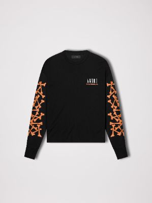 AMIRI BONES LONG SLEEVE TEE - BLACK / ORANGE sold by AMIRI